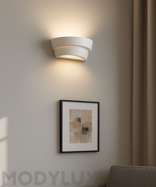 FAI Mezzaluna 0448 Paintable White Plaster Wall Lamp