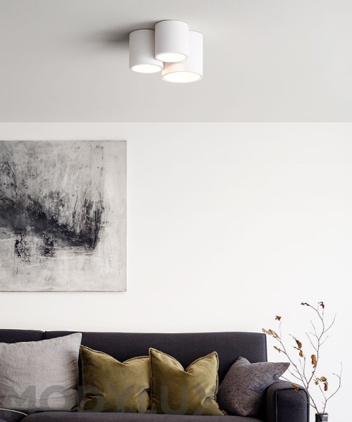 FAI Orbit 0442-3 Lampada da Soffitto in Gesso Bianco Verniciabile 3 Luci