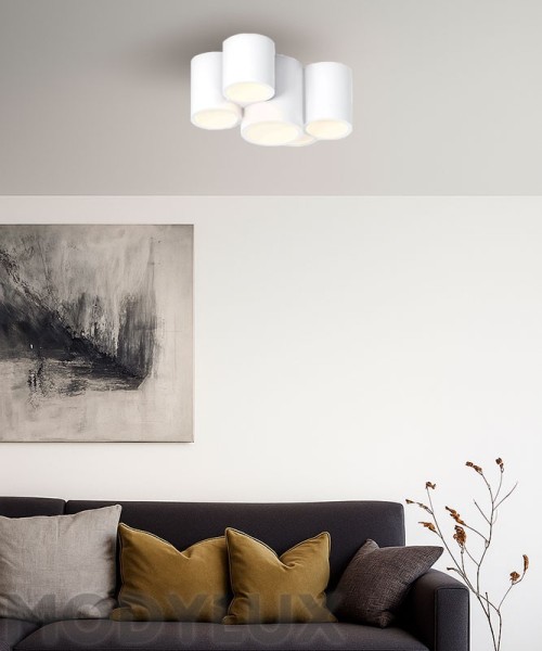 FAI Orbit 0442-5 Paintable White Plaster Ceiling Lamp 5 Lights