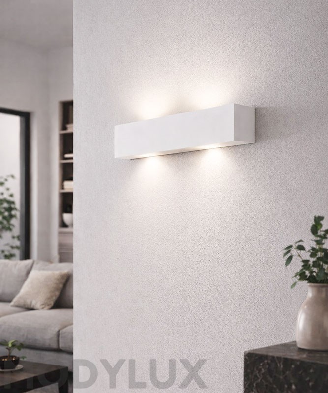 FAI Riga O445 Aplique de Yeso Blanco Rectangular de 2 luces