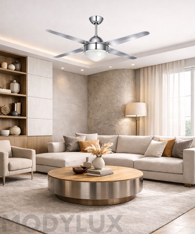 ITALEXPORT Brezzargento SP Ventilateur de Plafond avec éclairage - Argent